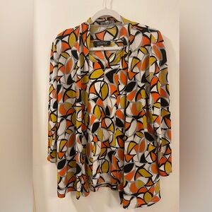 Kasper Women's 2Piece Set with Orange and Yellow Geometric Design